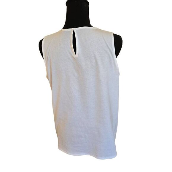 Ann Taylor Womens Sleeveless Red White Embroidered Cotton Tank Blouse Medium Pet - Picture 3 of 11